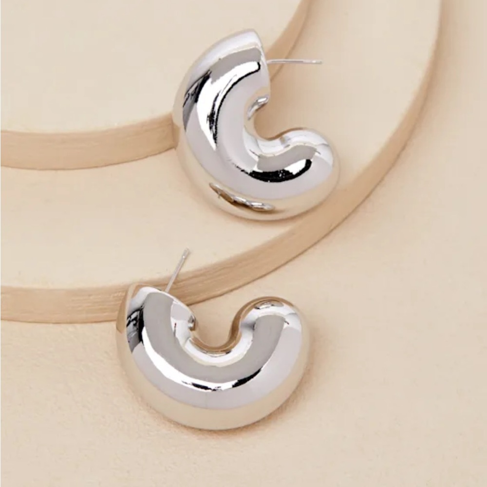Lulus Rana 14kt White Gold Chunky Hoop Earrings Silver - Size One Size